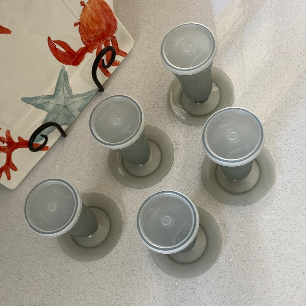 Gray Frosted Plastic Tumblers Set (5 in all) perfect for making PARFAITS!